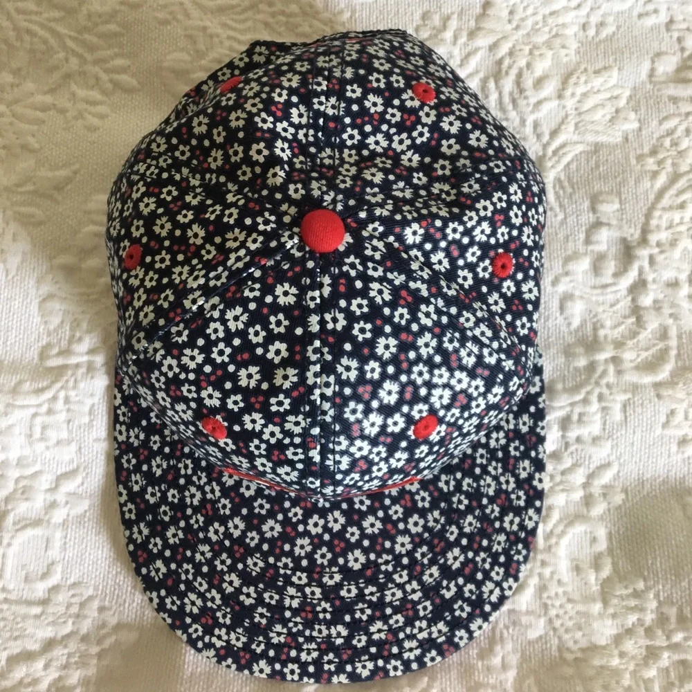 Justin Bieber Navy Floral Snapback Hat with Red Patch